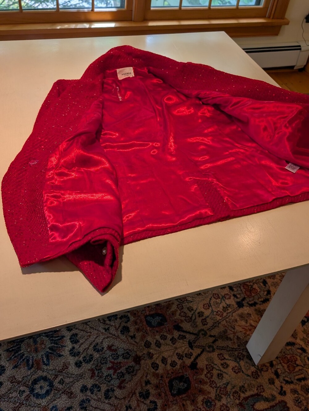 NWT Power Red 🍒 Andree Special Occasion Red Sequin Tweed Double-Breasted Blazer - Picture 8 of 12